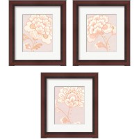 Framed 'Flora Chinoiserie Textured Terra 3 Piece Framed Art Print Set' border=