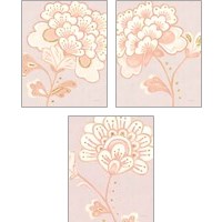 Framed 'Flora Chinoiserie Textured Terra 3 Piece Art Print Set' border=