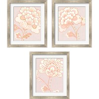 Framed 'Flora Chinoiserie Textured Terra 3 Piece Framed Art Print Set' border=