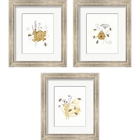 Framed 'Bees and Botanicals 3 Piece Framed Art Print Set' border=