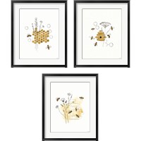 Framed 'Bees and Botanicals 3 Piece Framed Art Print Set' border=