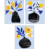 Framed 'Ruffled Vase 3 Piece Art Print Set' border=