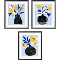 Framed 'Ruffled Vase 3 Piece Framed Art Print Set' border=