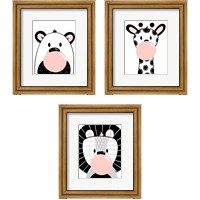 Framed Black and White Kids Animals 3 Piece Framed Art Print Set