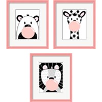 Framed 'Black and White Kids Animals 3 Piece Framed Art Print Set' border=