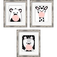 Framed Black and White Kids Animals 3 Piece Framed Art Print Set