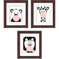 Framed Black and White Kids Animals 3 Piece Framed Art Print Set