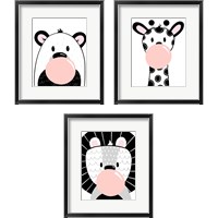 Framed Black and White Kids Animals 3 Piece Framed Art Print Set