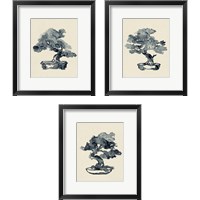 Framed 'Indigo Bonsai 3 Piece Framed Art Print Set' border=