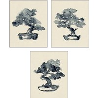 Framed Indigo Bonsai 3 Piece Art Print Set