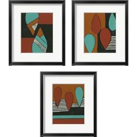 Framed Rust & Teal Patterns 3 Piece Framed Art Print Set