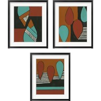 Framed Rust & Teal Patterns 3 Piece Framed Art Print Set