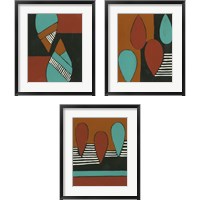 Framed Rust & Teal Patterns 3 Piece Framed Art Print Set