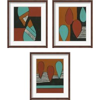 Framed 'Rust & Teal Patterns 3 Piece Framed Art Print Set' border=