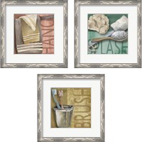 Framed 'Bath Rules 3 Piece Framed Art Print Set' border=