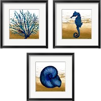 Framed 'Coastal Blue 3 Piece Framed Art Print Set' border=