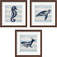 Framed Surf Side Stripe 3 Piece Framed Art Print Set