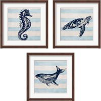 Framed Surf Side Stripe 3 Piece Framed Art Print Set