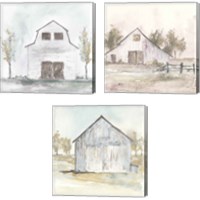 Framed 'White Barn 3 Piece Canvas Print Set' border=