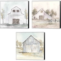 Framed 'White Barn 3 Piece Canvas Print Set' border=