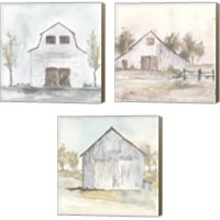 Framed 'White Barn 3 Piece Canvas Print Set' border=