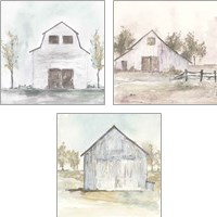 Framed 'White Barn 3 Piece Art Print Set' border=