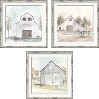 Framed 'White Barn 3 Piece Framed Art Print Set' border=