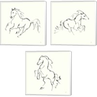 Framed 'Line Horse 3 Piece Canvas Print Set' border=