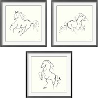 Framed Line Horse 3 Piece Framed Art Print Set