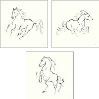 Framed Line Horse 3 Piece Art Print Set