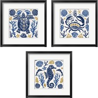 Framed 'Primitive Sea 3 Piece Framed Art Print Set' border=