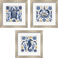 Framed 'Primitive Sea 3 Piece Framed Art Print Set' border=