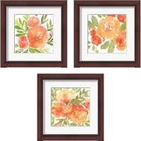 Framed Peachy Floral 3 Piece Framed Art Print Set