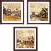 Framed 'Traditional Landscape 3 Piece Framed Art Print Set' border=