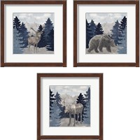 Framed 'Blue Cliff Mountains 3 Piece Framed Art Print Set' border=