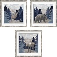 Framed 'Blue Cliff Mountains 3 Piece Framed Art Print Set' border=