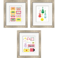 Framed 'Lets Listen to Music 3 Piece Framed Art Print Set' border=