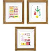 Framed 'Lets Listen to Music 3 Piece Framed Art Print Set' border=