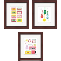 Framed 'Lets Listen to Music 3 Piece Framed Art Print Set' border=