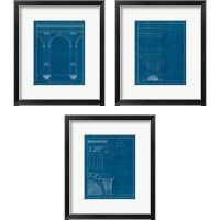 Framed Architectural Columns Blueprint 3 Piece Framed Art Print Set