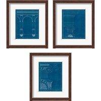 Framed Architectural Columns Blueprint 3 Piece Framed Art Print Set