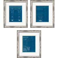 Framed 'Architectural Columns Blueprint 3 Piece Framed Art Print Set' border=