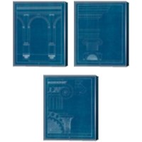 Framed 'Architectural Columns Blueprint 3 Piece Canvas Print Set' border=