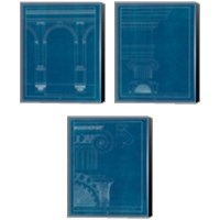 Framed 'Architectural Columns Blueprint 3 Piece Canvas Print Set' border=
