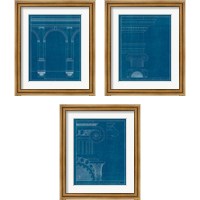Framed 'Architectural Columns Blueprint 3 Piece Framed Art Print Set' border=