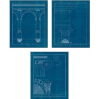 Framed 'Architectural Columns Blueprint 3 Piece Art Print Set' border=