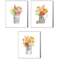 Framed 'Farmhouse Floral 3 Piece Canvas Print Set' border=