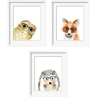 Framed 'Animal in Glasses 3 Piece Framed Art Print Set' border=