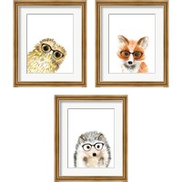 Framed 'Animal in Glasses 3 Piece Framed Art Print Set' border=