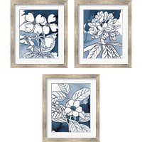 Framed 'Indigo Blooms 3 Piece Framed Art Print Set' border=